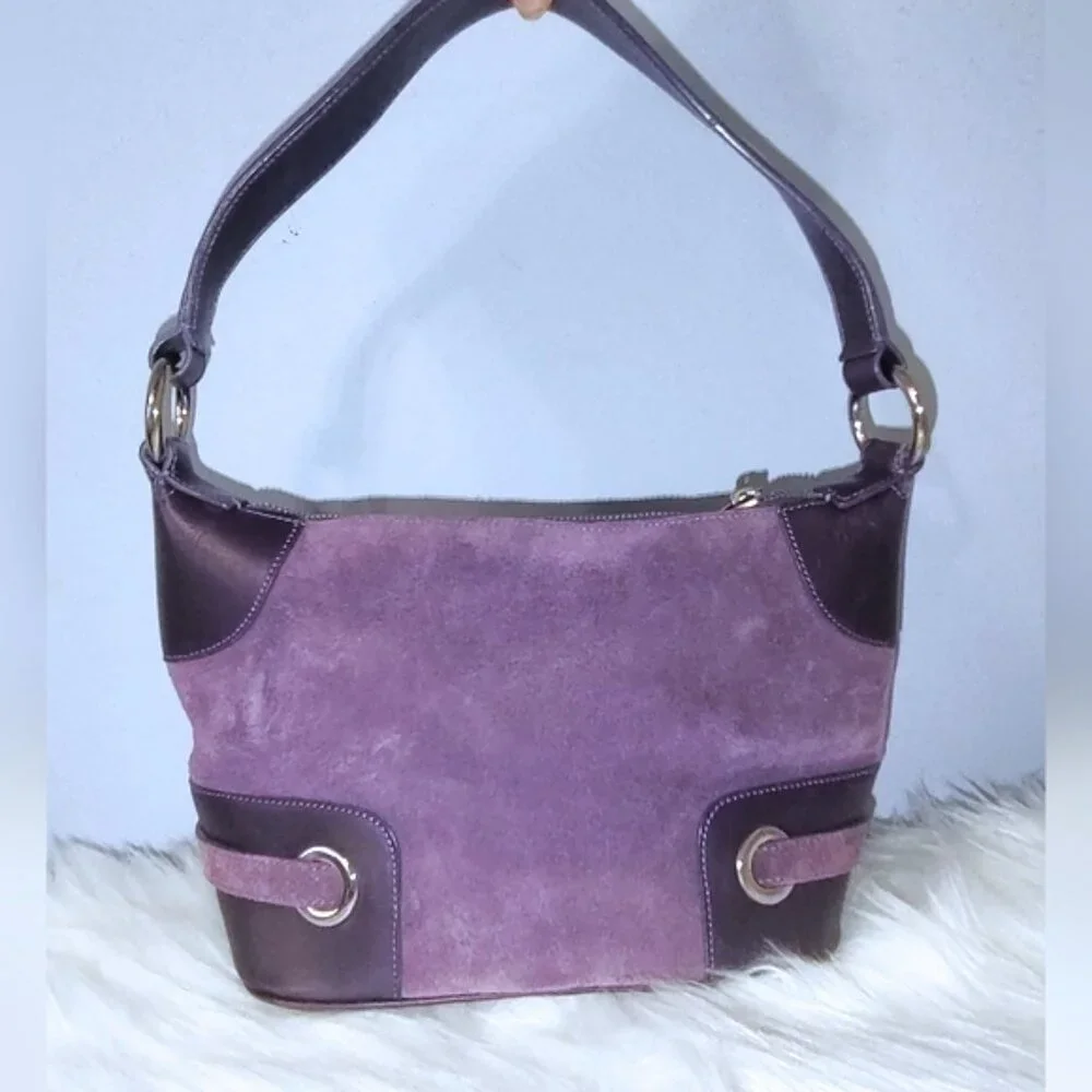 Bally suede leather grommet shoulder bag EUC
